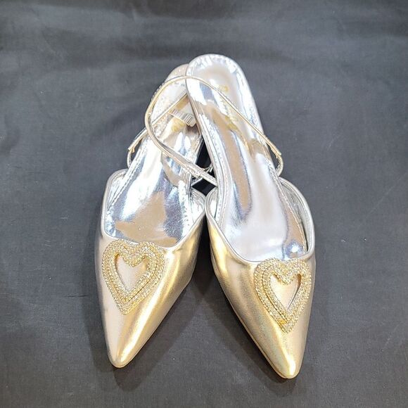 BRAND NEW PAZZLE RHINESTONE HEART DESIGN SLINGBACK FLAT - Picture 14 of 16